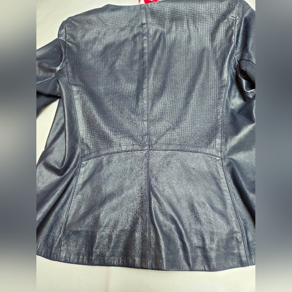 Vince steel grey leather jacket. zips and snaps, with front pockets.  women's L - Picture 9 of 16